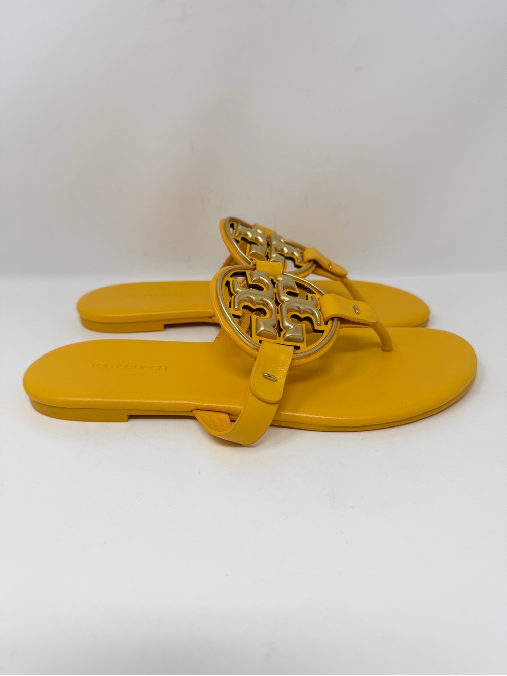 Tory Burch Metal Miller Sandals Leather Yellow Size 6.5